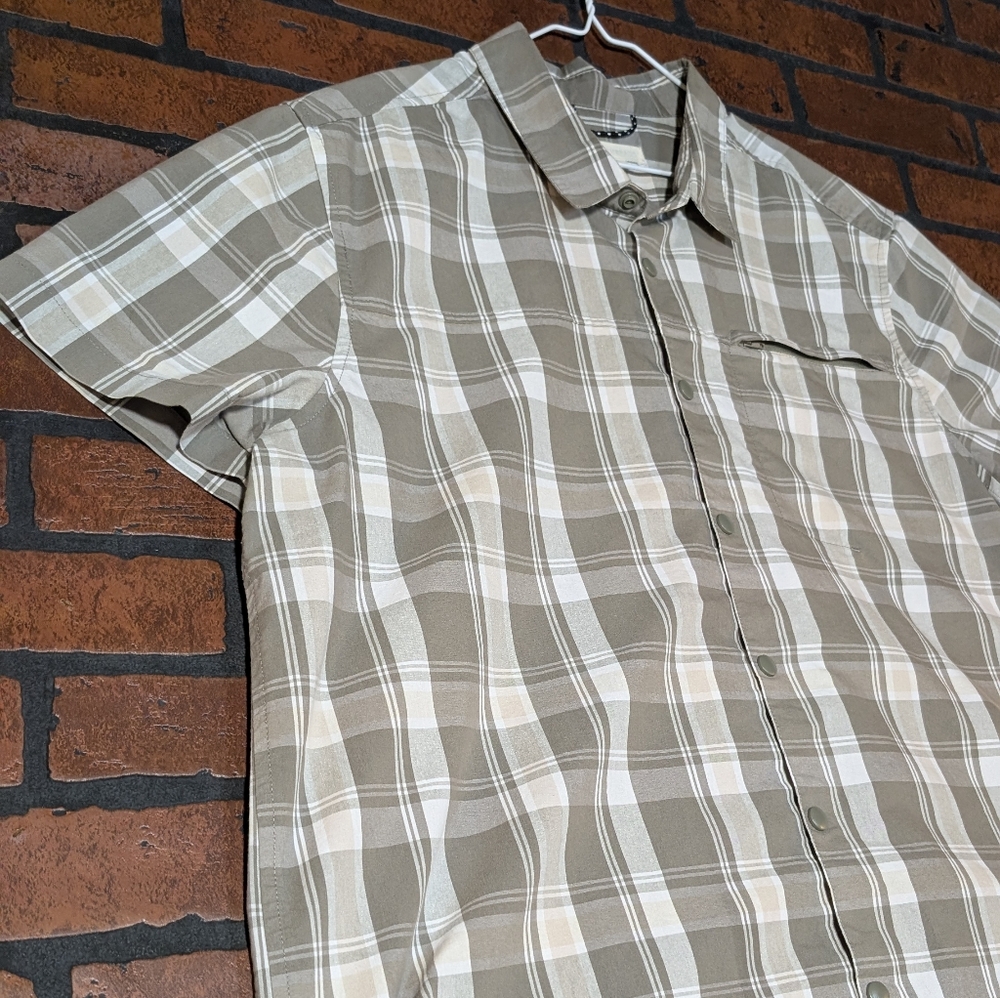 Ecothreads Men's XL Cotton Blend Snap Button Down Shirt‎ Zipper Pocket